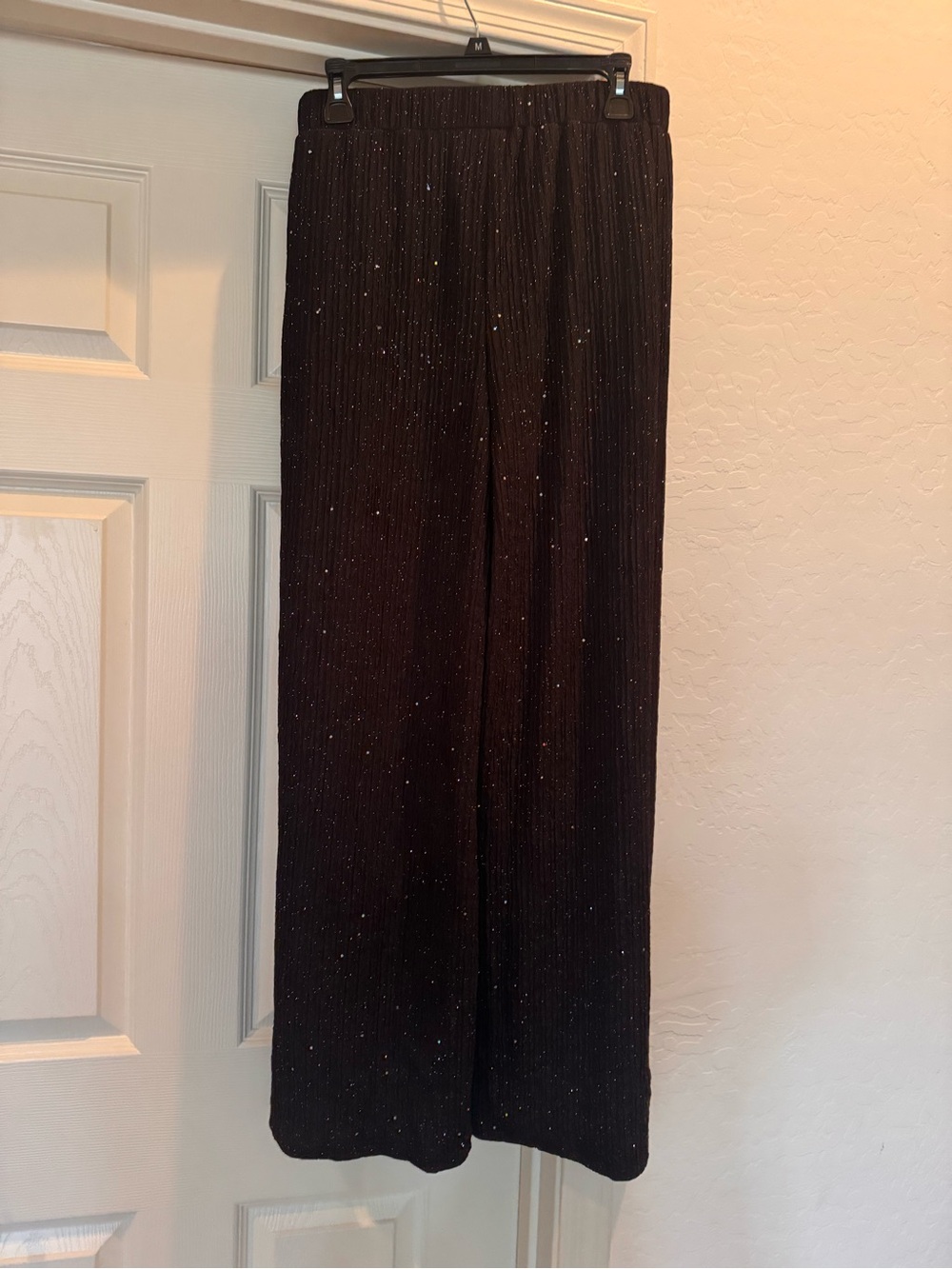 CIDER BLACK METALLIC GLITTER WIDE LEG TROUSERS SIZE XL